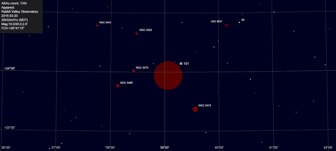 M101 adjacent area star map